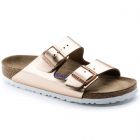 Birkenstock Arizona Soft Footbed Birko-Flor Women's Regular Width Sandals in Metallic Copper