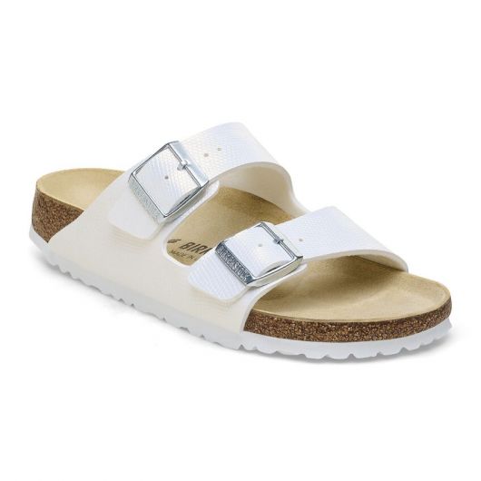 BIRKENSTOCK Arizona Birko Flor Women s Sandals in Shiny Lizard White starthreesixty