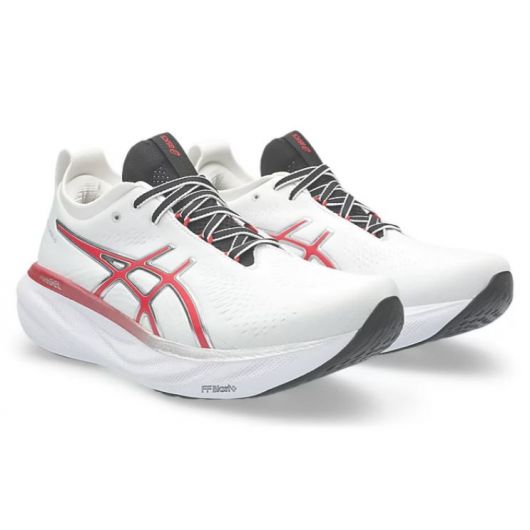 Asics GEL NIMBUS 25 ANNIVERSARY Men s White Classic Red starthreesixty