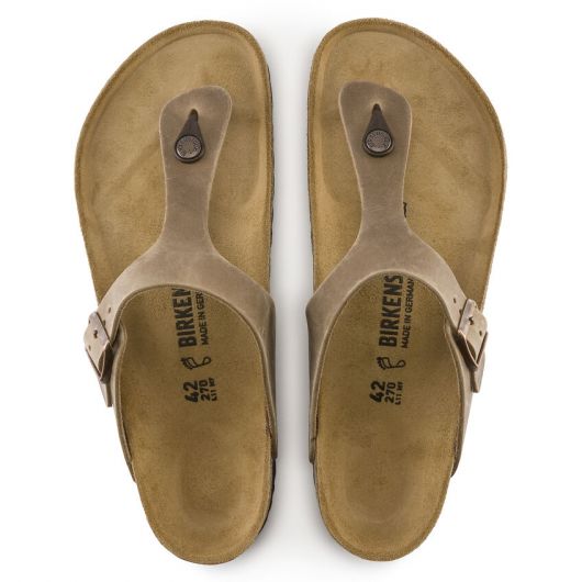 Birkenstock Gizeh Nubuck Oiled Leather Sandals in Tobacco Brown starthreesixty