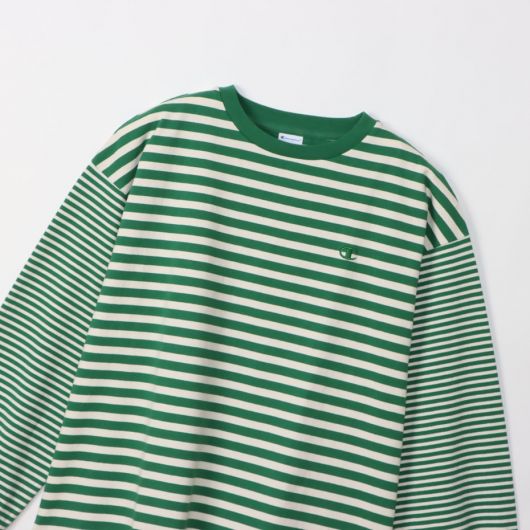 Champion Women Long Sleeve Border T Shirt in Green