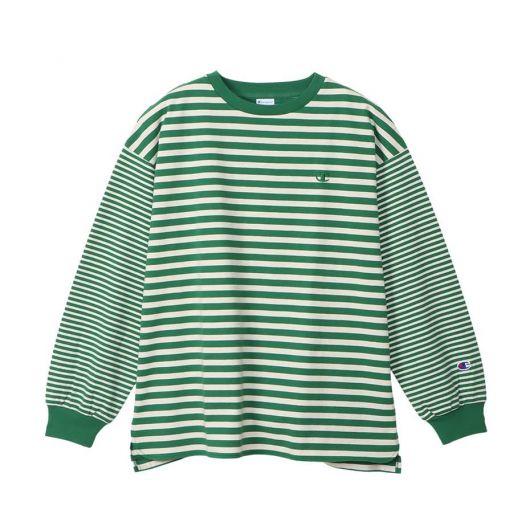 Champion Women Long Sleeve Border T Shirt in Green