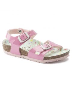 Birkenstock Rio Birko-Flor Patent Kids Sandals in Candy Pink Ice Cream