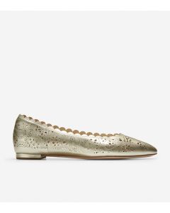 COLE HAAN Callie Women's Flat in Gold Metallic Tumbled Leather