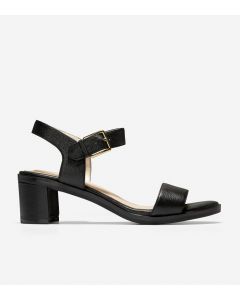 COLE HAAN Anette Women's Block Heel Sandal in Black Tumbled Leather